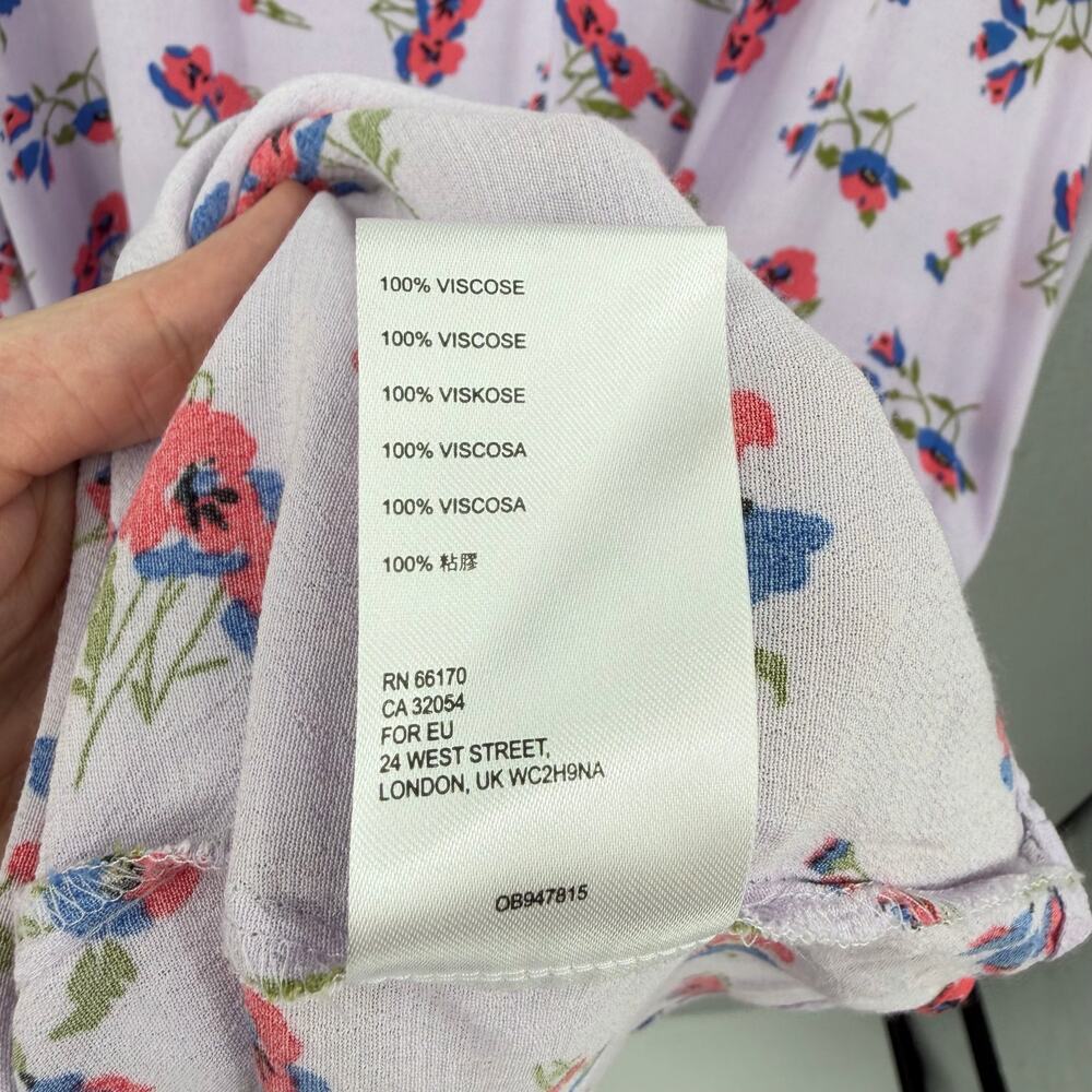 Maeve Anthropologie Juno Floral Printed Lilac Lavender 3/4 Sleeve Mini Dress - Picture 10 of 11